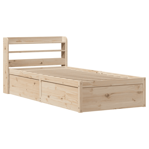 Estrutura de cama de solteiro para adultos com cabeceira 90x190 cm pinho maciço