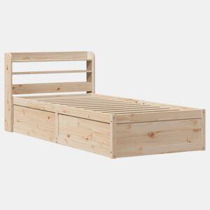 Estrutura de cama de solteiro para adultos com cabeceira 90x190 cm pinho maciço