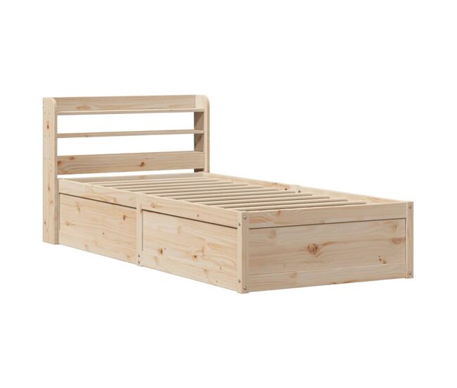 Estructura de cama individual para adultos con cabecero madera maciza pino 90x190 cm
