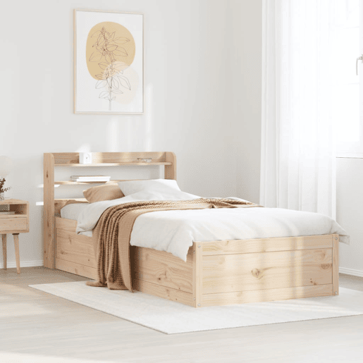 Estrutura de cama de solteiro para adultos com cabeceira 90x190 cm pinho maciço
