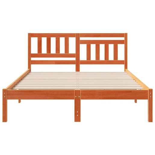 Estrutura de cama de casal simple com cabeceira - Castanho-mel 135 x 190 cm