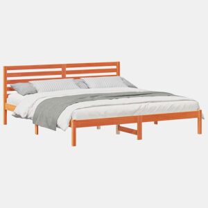 Estrutura de cama de casal simple com cabeceira - Marrom Cera 180 x 200 cm