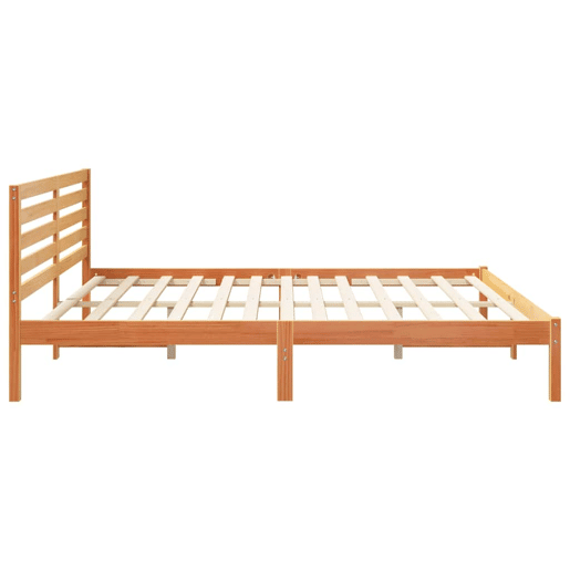 Estrutura de cama de casal simple com cabeceira - Marrom Cera 180 x 200 cm