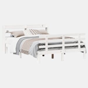 Estrutura De Cama De Casal c cabeceira - 150x200 cm pinho maciço branco
