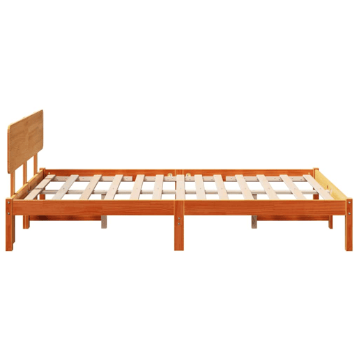Estrutura de cama de casal simple com cabeceira - Marrom Cera 135 x 190 cm