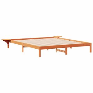Estrutura de Cama de casal moderno com Mesas Laterais Marrom Cera 200 x 220 cm