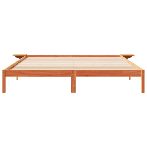 Estrutura de Cama de casal moderno com Mesas Laterais Marrom Cera 200 x 220 cm