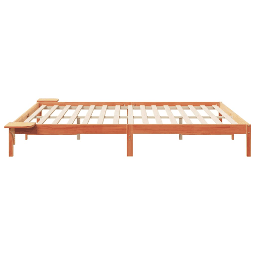 Estrutura de Cama de casal moderno com Mesas Laterais Marrom Cera 200 x 220 cm