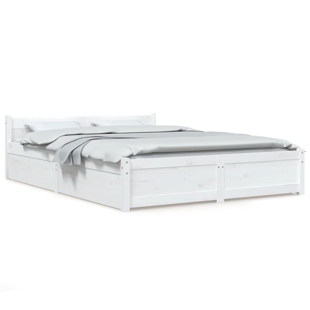 Estructura de cama doble matrimonial con cajones blanco 140x190 cm