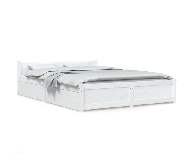 Estructura de cama doble matrimonial con cajones blanco 140x190 cm