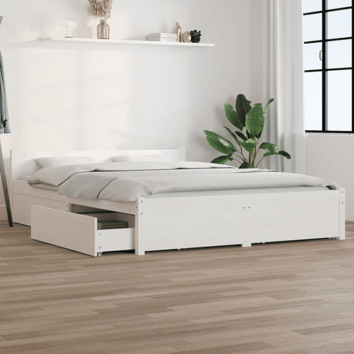 Estrutura de Cama de casal moderno c gavetas - 140x190 cm branco