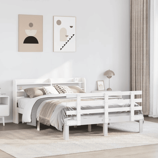 Estrutura De Cama Dupla para adultos c cabeceira - 160x200 cm branco Estrutura De Cama Dupla para adultos c cabeceira - 160x200 cm branco