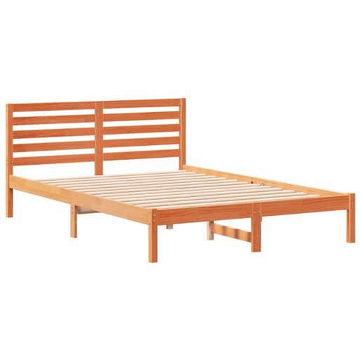 Estrutura de cama de casal simple com cabeceira - Marrom Cera 140 x 210 cm