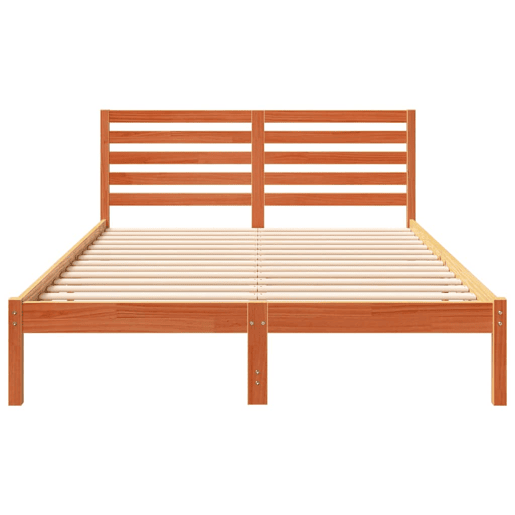 Estrutura de cama de casal simple com cabeceira - Marrom Cera 140 x 210 cm
