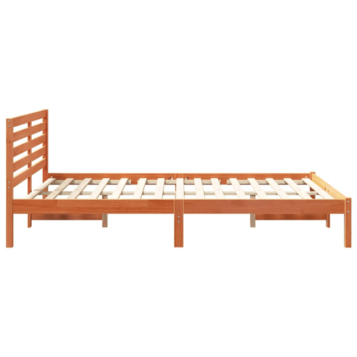 Estrutura de cama de casal simple com cabeceira - Marrom Cera 140 x 210 cm