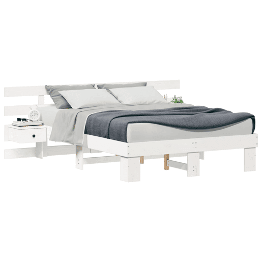 Estrutura da Cama de casal simple com cabeceira Branco 140 x 190 cm