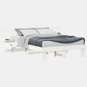 Estrutura da Cama de casal simple com cabeceira Branco 140 x 190 cm