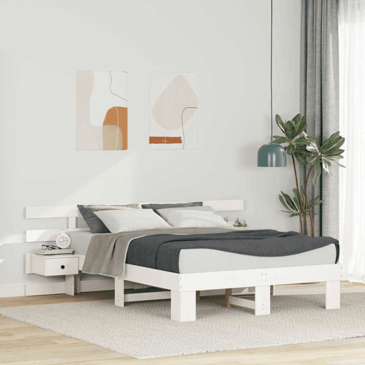 Estrutura da Cama de casal simple com cabeceira Branco 140 x 190 cm