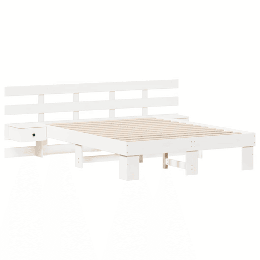 Estrutura da Cama de casal simple com cabeceira Branco 140 x 190 cm