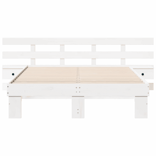 Estrutura da Cama de casal simple com cabeceira Branco 140 x 190 cm