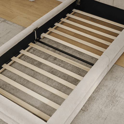 Cama individual 90x200 cm - Tecido chenille macio, encosto confortável, adequada para crianças - Bege