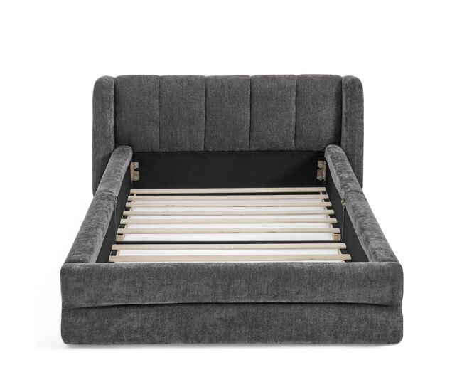 Cama individual 90x200 cm - chenilla suave, respaldo cómodo, apta para niños - gris oscuro
