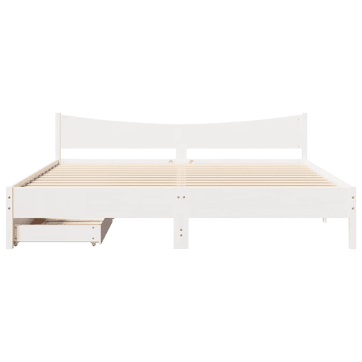 Estrutura de Cama de casal simple c gavetas 180x200 cm pinho maciça branco