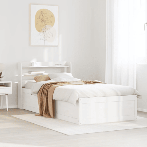 Estrutura de cama de solteiro para adultos c cabeceira 75x190 cm pinho maciço