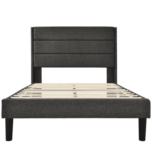 Cama estofada 90x200 cm - Estrutura com estrado e cabeceira, design moderno, cinzento