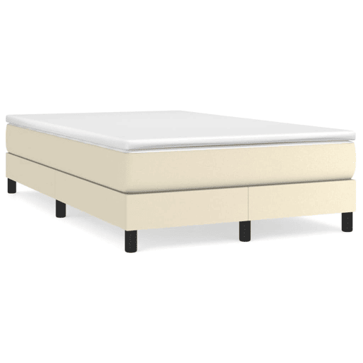 Estrutura de Cama de casal moderno com molas 120x200 cm couro artificial cor creme