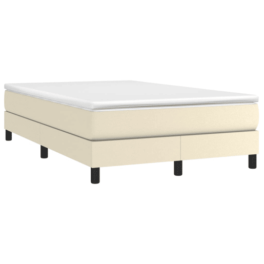 Estrutura de Cama de casal moderno com molas 120x200 cm couro artificial cor creme