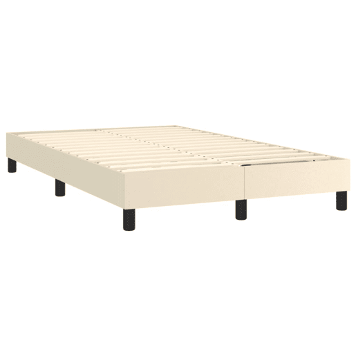 Estrutura de Cama de casal moderno com molas 120x200 cm couro artificial cor creme