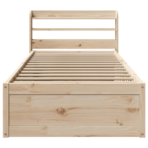 Estrutura de cama de solteiro para adultos com cabeceira 75x190 cm pinho maciço