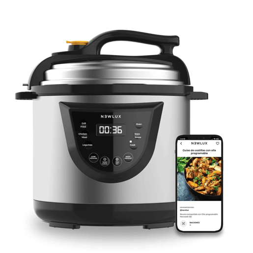 Fogão programável Chef Pot V110 Newlux 6L, 1000W, Programável 24h, Sistema Duopressure Negro