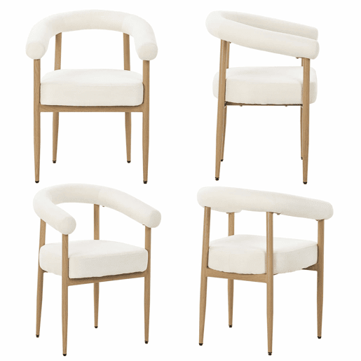 Conjunto de cadeiras de jantar (4 unidades) u2013 design moderno estofado com estrutura metálica resistente, cadeiras de cozinha confortáveis u2013 branco