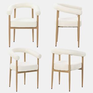 Conjunto de cadeiras de jantar (4 unidades) u2013 design moderno estofado com estrutura metálica resistente, cadeiras de cozinha confortáveis u2013 branco