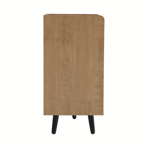 Banco baú 100 x 34 x 69 cm - 3 portas de arrumação, puxadores metálicos assimétricos, vários níveis de arrumação - Natural