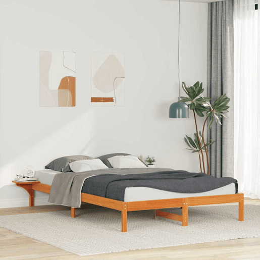 Estrutura de Cama de casal moderno com Mesas Laterais Marrom Cera 160 x 210 cm