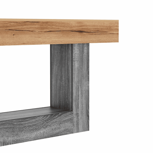 Mesa de entrada - Mesa bicolor com acabamento em madeira, tampo espesso, prateleira inferior de arrumação, material aglomerado - Natural