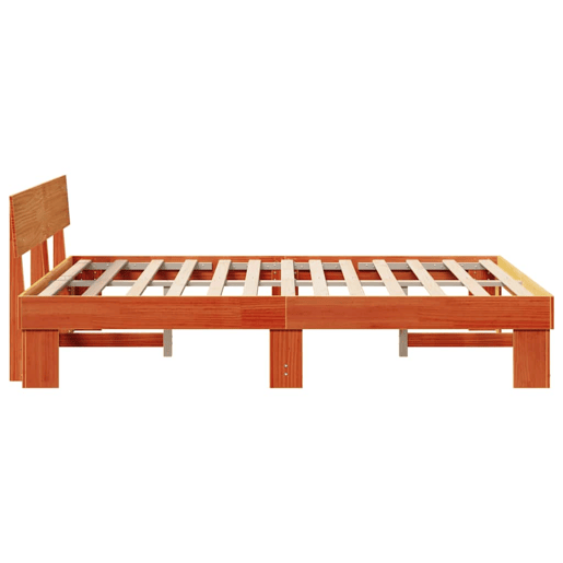 Estrutura de cama de casal simple com cabeceira - Marrom Cera 150 x 200 cm
