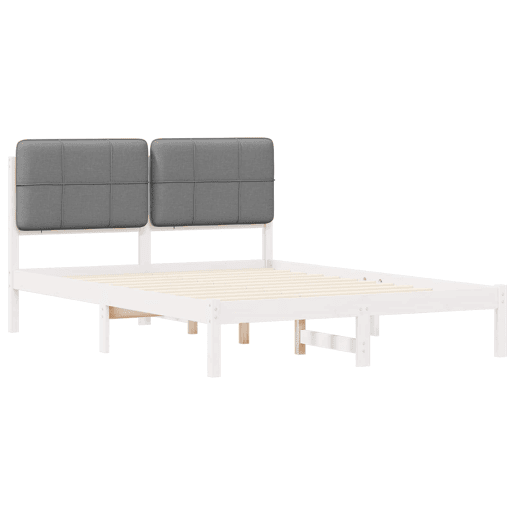 Estrutura de Cama de casal moderno com Cabeceira Estofada Cinzento-claro