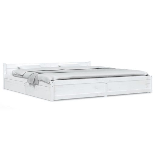 Estrutura Cama de casal moderno c gavetas - 180x200 cm tamanho Super King branco