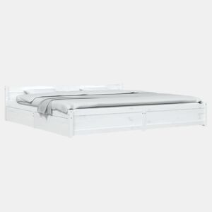 Estrutura Cama de casal moderno c gavetas - 180x200 cm tamanho Super King branco