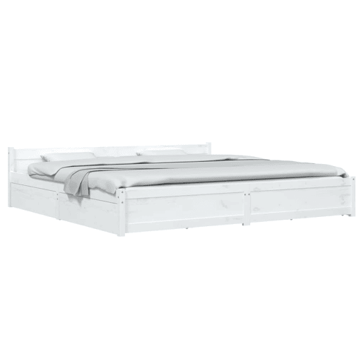 Estrutura Cama de casal moderno c gavetas - 180x200 cm tamanho Super King branco