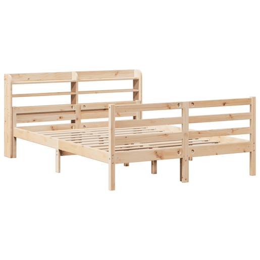 Estrutura De Cama De Casal c cabeceira - 150x200 cm pinho maciço Estrutura De Cama De Casal c cabeceira - 150x200 cm pinho maciço