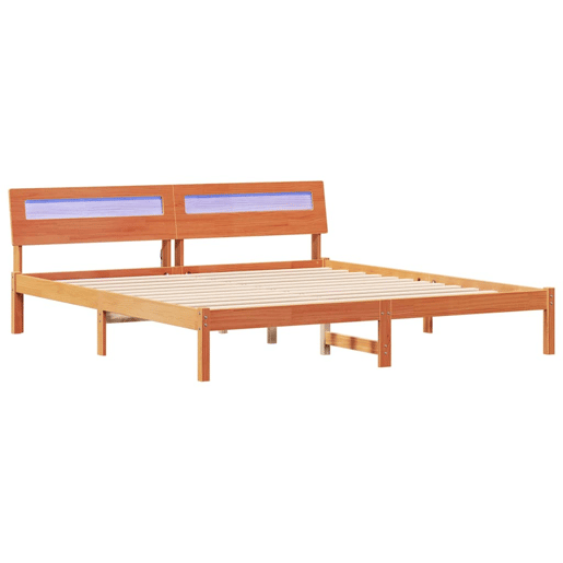 Estrutura de cama de casal simple com cabeceira - Marrom Cera 180 x 200 cm