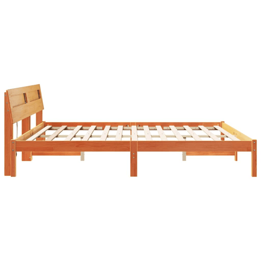 Estrutura de cama de casal simple com cabeceira - Marrom Cera 180 x 200 cm