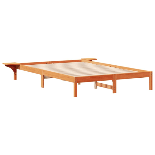 Estrutura de Cama de casal moderno com Mesas Laterais Marrom Cera 140 x 210 cm