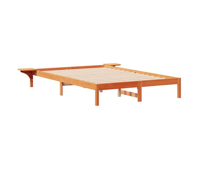 Estructura de cama doble matrimonial - con mesitas marrón cera 140 x 210 cm