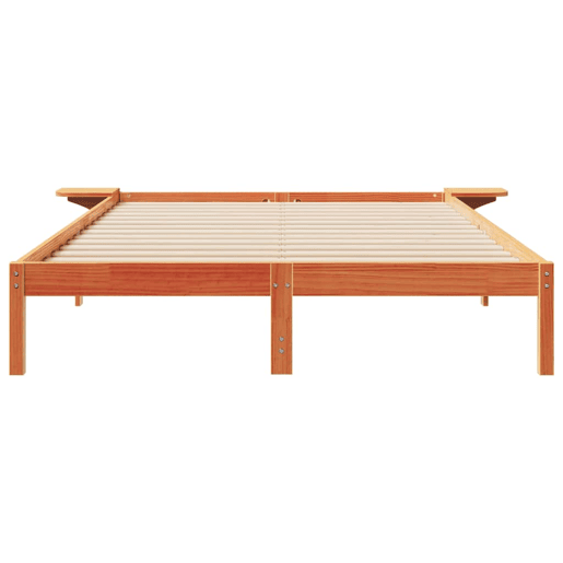 Estrutura de Cama de casal moderno com Mesas Laterais Marrom Cera 140 x 210 cm